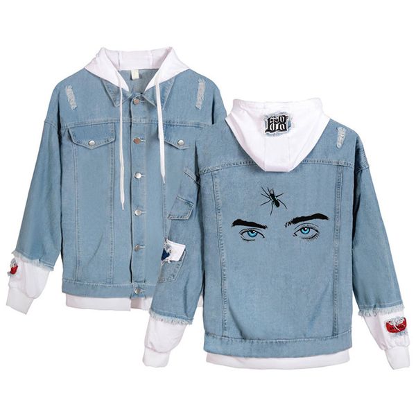 eyes pattern printed hole panelled single breasted jean jacket men long sleeve hooded jacket couple clothing, Black;brown
eyes pattern printed hole panelled single breasted jean jacket men long sleeve hooded jacket couple clothing, Black;brown