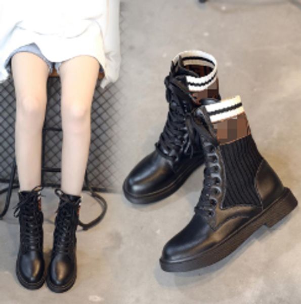 2020 new fashion casual female boots knit comfortable breathable lace women's boots thick with tube women's shoes, Black
2020 new fashion casual female boots knit comfortable breathable lace women's boots thick with tube women's shoes, Black
