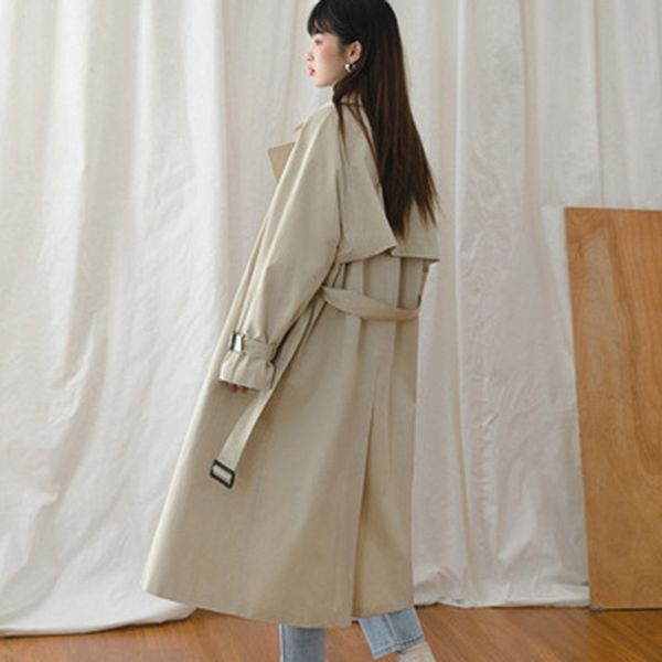 women's apricot coat long section spring autumn popular windbreaker female long straight double-breasted outwear korean l7, Tan;black
women's apricot coat long section spring autumn popular windbreaker female long straight double-breasted outwear korean l7, Tan;black