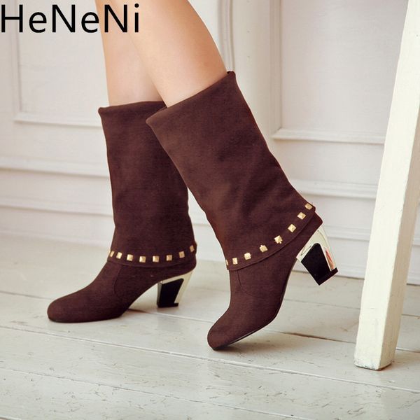 women boots rivet big size 32-43 mid-calf chaussures ladies chunky high heels shoes woman zapatos mujer sapato autumn booties, Black
women boots rivet big size 32-43 mid-calf chaussures ladies chunky high heels shoes woman zapatos mujer sapato autumn booties, Black