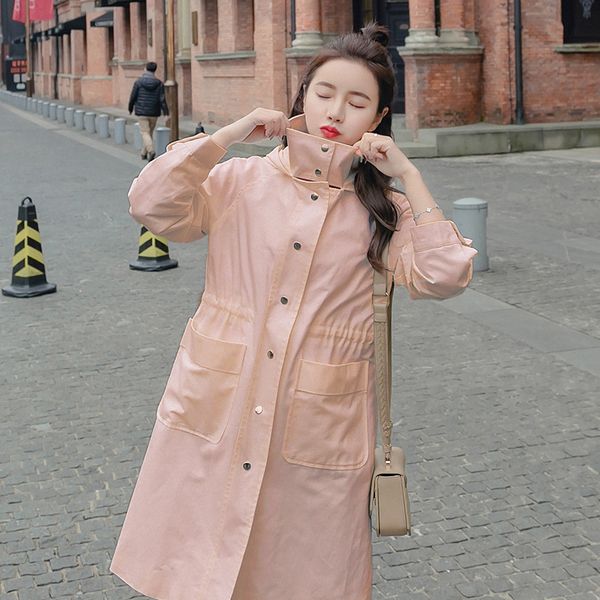 nicespring coat women fashion tide women's windbreaker long hooded loose coat casual thin female, Tan;black
nicespring coat women fashion tide women's windbreaker long hooded loose coat casual thin female, Tan;black