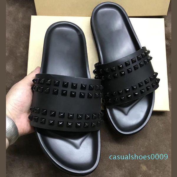 designer sandals red bottom slippers mens black genuine leather with spikes summer flip flops luxury sandals flat soft leather slides c09
designer sandals red bottom slippers mens black genuine leather with spikes summer flip flops luxury sandals flat soft leather slides c09