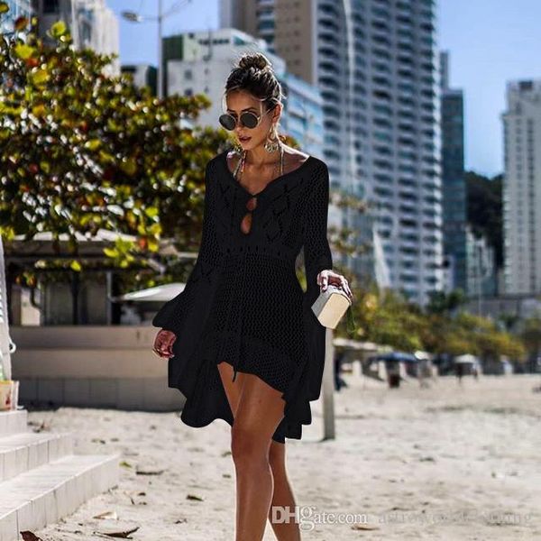 holiday women beach dresses cover-ups cloak knitted hollow out dresses women designer fashion casual dress vestidoes, Black;gray
holiday women beach dresses cover-ups cloak knitted hollow out dresses women designer fashion casual dress vestidoes, Black;gray