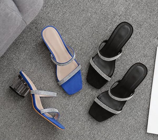 women's stiletto sandals thick with low square head solid color comfortable fashion simple personality joker european and american, Black
women's stiletto sandals thick with low square head solid color comfortable fashion simple personality joker european and american, Black