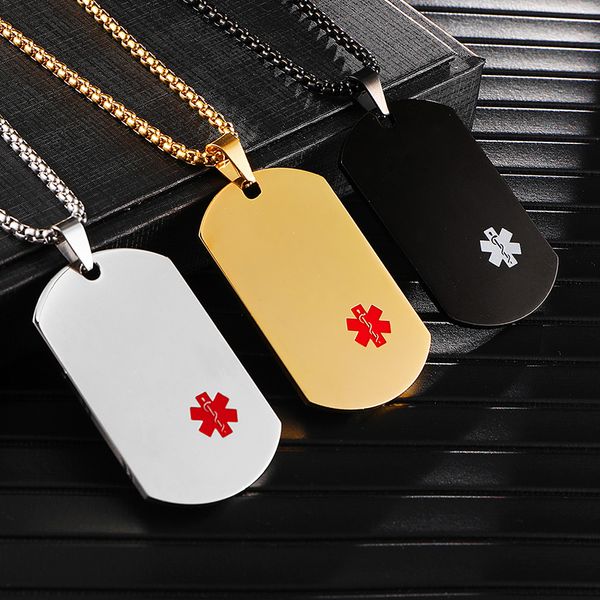 silver medical sign designer mens army style 316l stainless steel dog tags chain mens pendant necklace men jewelry gift
silver medical sign designer mens army style 316l stainless steel dog tags chain mens pendant necklace men jewelry gift