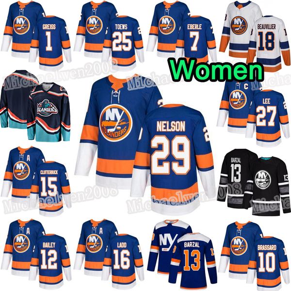 

womens new york islanders mathew barzal derick brassard brock nelson bailey beauvillier lehner eberle devon toews lee cizikas pulock jersey, Black;red