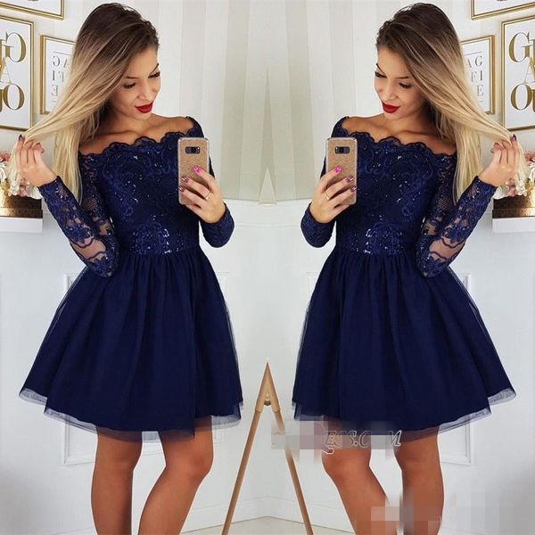 dark blue long sleeves homecoming dresses elegant off the shoulder above knee length short mini sequins appliqued cocktail party gown, Blue;pink
dark blue long sleeves homecoming dresses elegant off the shoulder above knee length short mini sequins appliqued cocktail party gown, Blue;pink