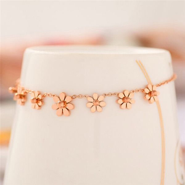 sunflower anklet rose gold titanium steel anklet female foot jewelry fashion leg chain for women summer jewelry, Red;blue
sunflower anklet rose gold titanium steel anklet female foot jewelry fashion leg chain for women summer jewelry, Red;blue