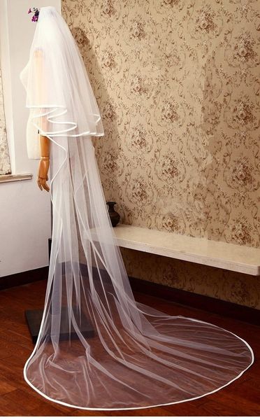 elegant chapel-length two-layer white ivory champagne purple pink red black ribbon edge wedding veils meidingqianna brand bridal veils
elegant chapel-length two-layer white ivory champagne purple pink red black ribbon edge wedding veils meidingqianna brand bridal veils