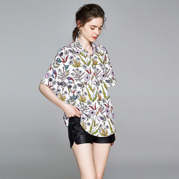 women's blouses & shirts women casual flower print blouse shirt short sleeve office elegant plus size female oversized chiffon blusa f, White
women's blouses & shirts women casual flower print blouse shirt short sleeve office elegant plus size female oversized chiffon blusa f, White