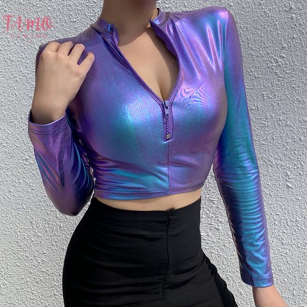 laser effect zipper woman skinny holographic party clubwear long sleeve bodycon short style hoodies holiday, White
laser effect zipper woman skinny holographic party clubwear long sleeve bodycon short style hoodies holiday, White
