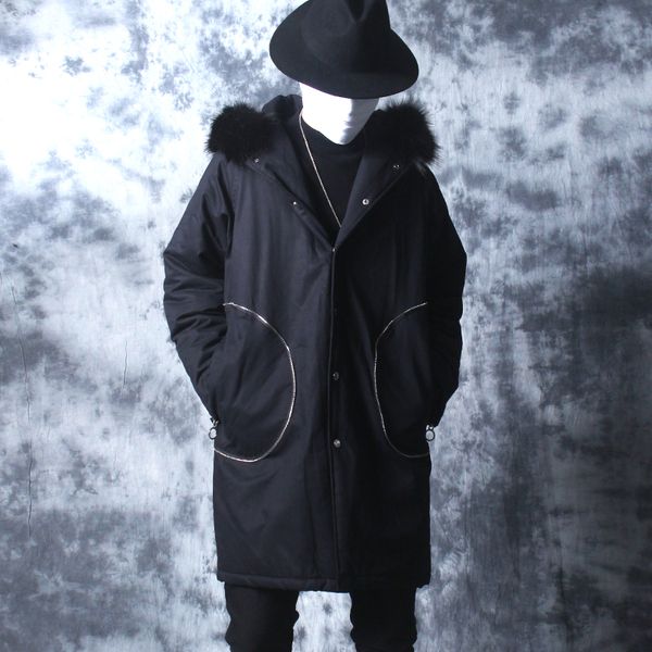 winter wear big wool collar cotton suit men hooded loose men in the long cotton coat korean version warm thin coat, Black
winter wear big wool collar cotton suit men hooded loose men in the long cotton coat korean version warm thin coat, Black