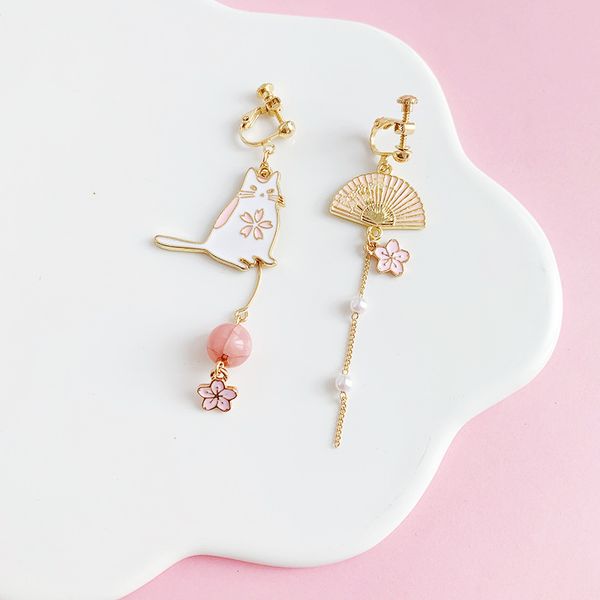 asymmetrical imitation pearls pink skura flower earrings fan funny cute cat clip on earrings without no piercing for women girl, Silver
asymmetrical imitation pearls pink skura flower earrings fan funny cute cat clip on earrings without no piercing for women girl, Silver