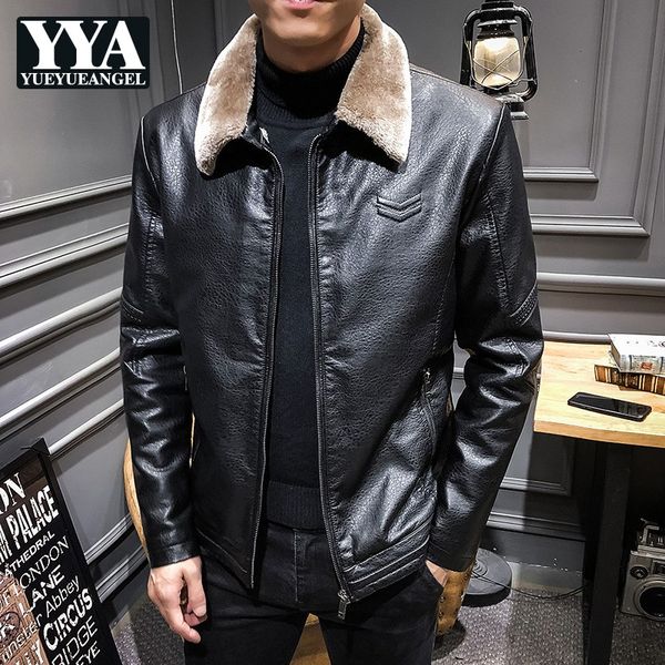 pu leather jacket male fur collar coat men winter plus velvet outwear wool liner thick coats mens handsome overcoat, Black
pu leather jacket male fur collar coat men winter plus velvet outwear wool liner thick coats mens handsome overcoat, Black