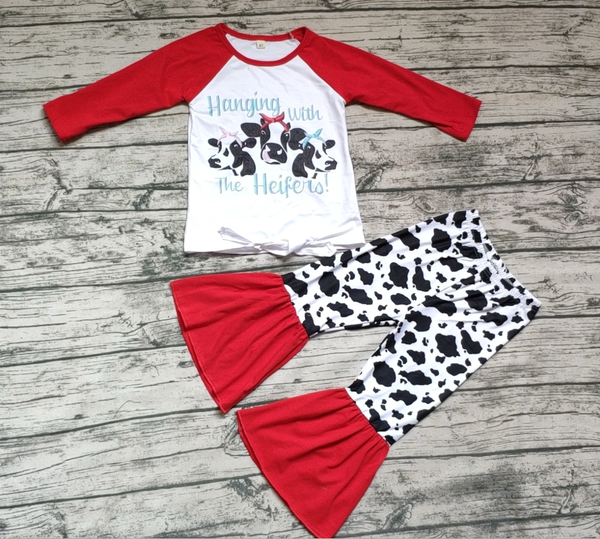 baby girls heifer print tie shirt long sleeve red color cow print bell bottom pants outfits ready to ship clothing outfits sets, White
baby girls heifer print tie shirt long sleeve red color cow print bell bottom pants outfits ready to ship clothing outfits sets, White