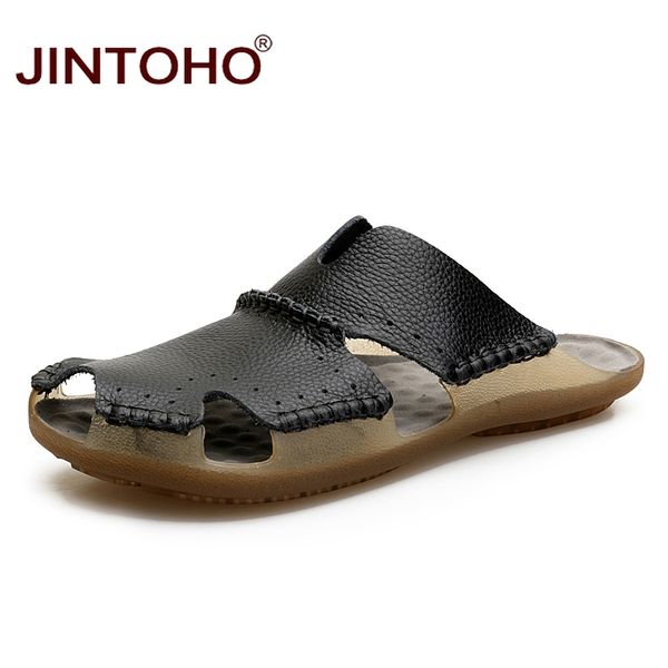 jintoho summer breathable men shoes handmade genuine leather slippers for men designer casual leather male slippers beach shoes, Blue;gray
jintoho summer breathable men shoes handmade genuine leather slippers for men designer casual leather male slippers beach shoes, Blue;gray