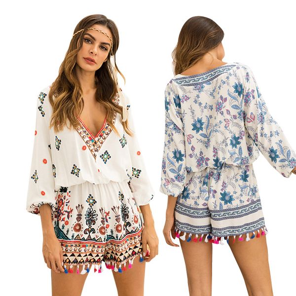 summer jumpsuit women 2019 bohemian new jumpsuit tassel v-neck playsuit mini short sleeve casual shorts plus size jumpsuits, Black;white
summer jumpsuit women 2019 bohemian new jumpsuit tassel v-neck playsuit mini short sleeve casual shorts plus size jumpsuits, Black;white