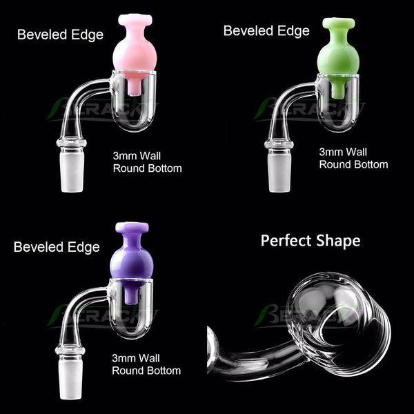 DHL!!! 3mm Beveled Edge Round Bottom Quartz Banger With Glass Bubble Cap 10mm 14mm 18mm Male Female Quartz Nails For Glass Water Pipes
DHL!!! 3mm Beveled Edge Round Bottom Quartz Banger With Glass Bubble Cap 10mm 14mm 18mm Male Female Quartz Nails For Glass Water Pipes