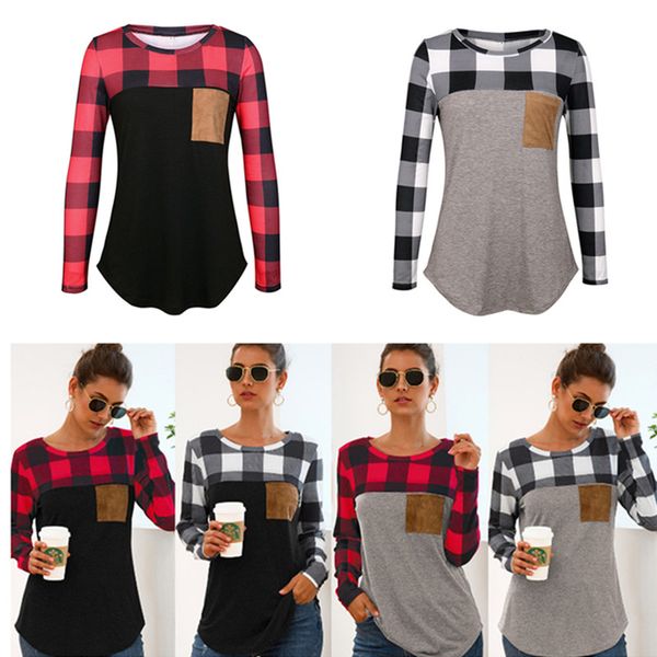 женщины plaid сращивание футболка crew neck проверено лоскутная tshirts пуловер топ тройники с карман lady рубашка спринг прогулочной одежды, White
женщины plaid сращивание футболка crew neck проверено лоскутная tshirts пуловер топ тройники с карман lady рубашка спринг прогулочной одежды, White