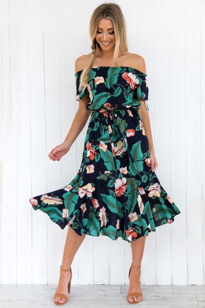 women floral printed stapless one shoulder female slash neck casual slim beach summer dresses asian size s-xl, Black;gray
women floral printed stapless one shoulder female slash neck casual slim beach summer dresses asian size s-xl, Black;gray