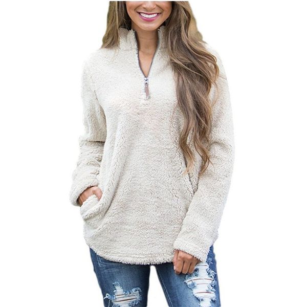 2018 women fleece sweater sherpa fleece turtleneck zipper pullover fluffy warm coat multicolor jumper casual sweaters, White;black
2018 women fleece sweater sherpa fleece turtleneck zipper pullover fluffy warm coat multicolor jumper casual sweaters, White;black