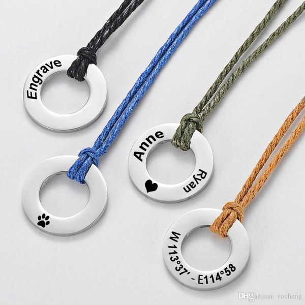 персонализированные гравированные название логотип дата круглый круг из нержавеющей стали пара шнура регулируемое ожерелье custom gift sl-14, Silver
персонализированные гравированные название логотип дата круглый круг из нержавеющей стали пара шнура регулируемое ожерелье custom gift sl-14, Silver