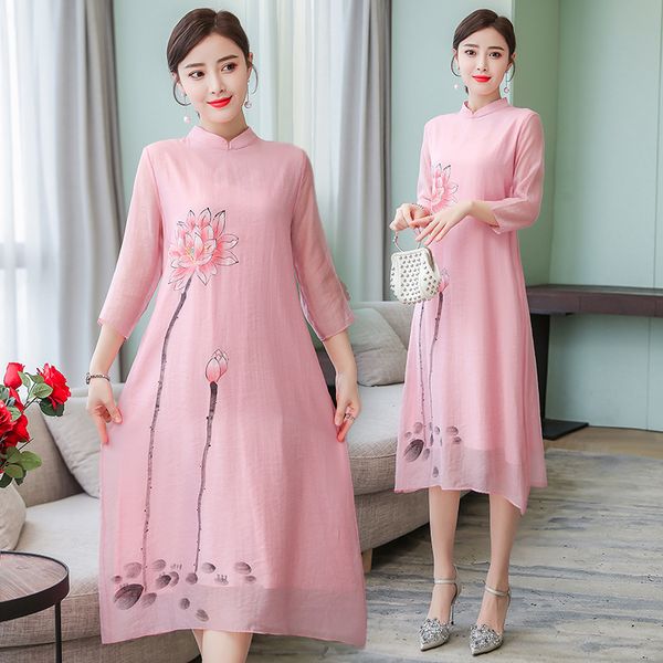 chinese style dress for women long summer 2020 new short-sleeved dress ladies improved cheongsam elegant fashion printing, White;black
chinese style dress for women long summer 2020 new short-sleeved dress ladies improved cheongsam elegant fashion printing, White;black