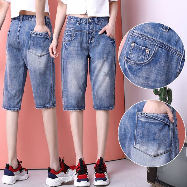summer high waist boyfriend jeans for women capris casual knee length ripped jeans short harem pants denim lady c5357, Blue
summer high waist boyfriend jeans for women capris casual knee length ripped jeans short harem pants denim lady c5357, Blue