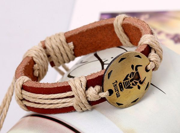 12 созвездие сплетенный кожаный браслет знак зодиака charm пара vintage punk браслеты для мужчин женщин ретро браслет ювелирных изделий день, Golden;silver
12 созвездие сплетенный кожаный браслет знак зодиака charm пара vintage punk браслеты для мужчин женщин ретро браслет ювелирных изделий день, Golden;silver