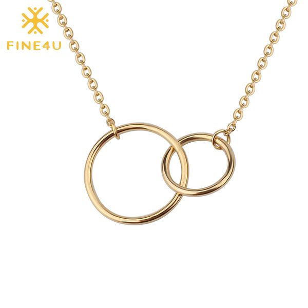 fine4u n278 double circles pendant necklaces for women stainless steel chain necklace two interlocking statement jewelry, Silver
fine4u n278 double circles pendant necklaces for women stainless steel chain necklace two interlocking statement jewelry, Silver