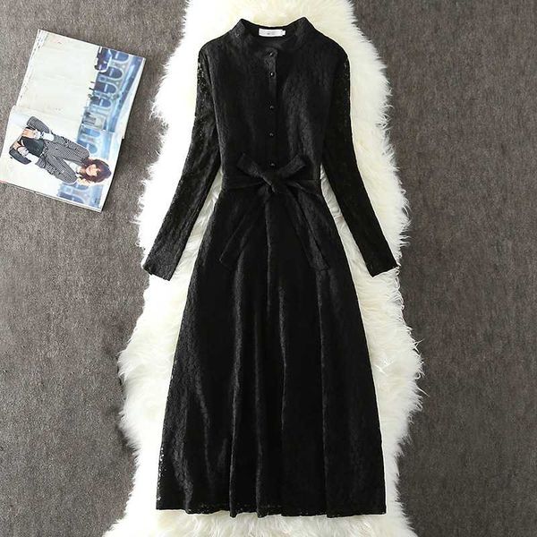 casual dresses 2021 korean women a-line dress spring female bow lace up stand collar party ladies elegant slim mid-calf vestidos, Black;gray
casual dresses 2021 korean women a-line dress spring female bow lace up stand collar party ladies elegant slim mid-calf vestidos, Black;gray