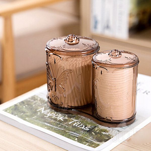 acrylic makeup cotton pad q-tips holder large capacity 2 compartment swab stick remover wipes storage case 
acrylic makeup cotton pad q-tips holder large capacity 2 compartment swab stick remover wipes storage case