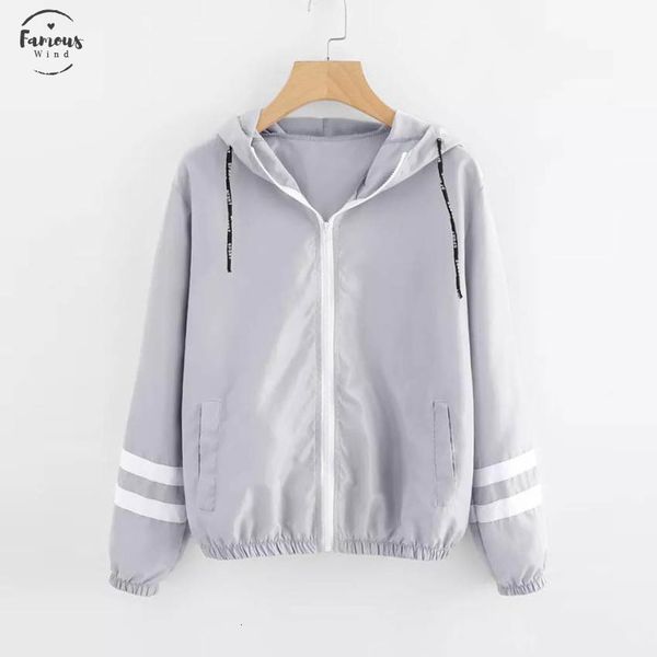 women autumn contrast ribbons trim zip up hooded jacket striped patched sleeve girl coat outwear windbreaker jacket, Black;brown
women autumn contrast ribbons trim zip up hooded jacket striped patched sleeve girl coat outwear windbreaker jacket, Black;brown