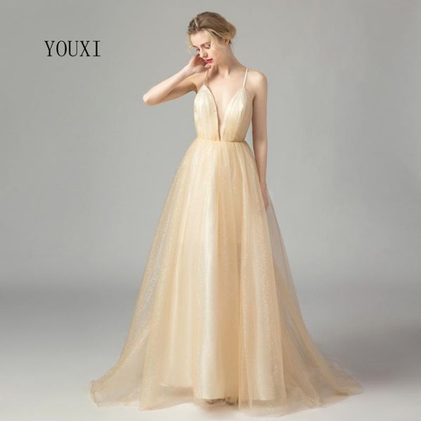 deep v-neck shiny tulle champagne gold long prom dresses 2019 new arrival formal evening party vestidos de gala, White;black
deep v-neck shiny tulle champagne gold long prom dresses 2019 new arrival formal evening party vestidos de gala, White;black