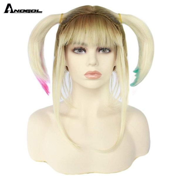 anogol high temperature fiber short blonde ombre synthetic cosplay wig with double pigtails and bangs for women halloween party, Black
anogol high temperature fiber short blonde ombre synthetic cosplay wig with double pigtails and bangs for women halloween party, Black