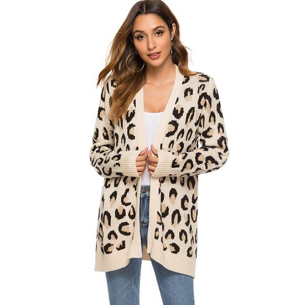 women designer clothes autumn casual sweaters fashion leopard for men new long style cardigan female sweaters, White;black
women designer clothes autumn casual sweaters fashion leopard for men new long style cardigan female sweaters, White;black
