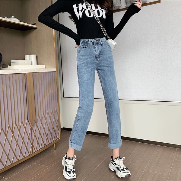 s-xl spring autumn korean style roll up women denim pants vintage high waist jeans women straight pants womens (z8071, Blue
s-xl spring autumn korean style roll up women denim pants vintage high waist jeans women straight pants womens (z8071, Blue