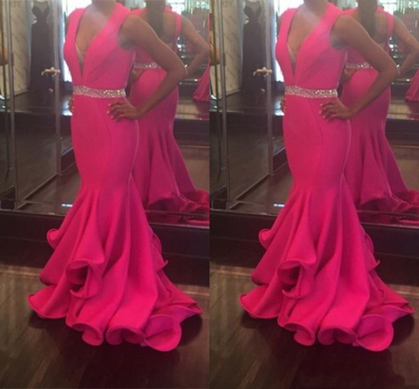 v-neck mermaid fuchsia long prom dresses satin beaded formal prom gowns robe de bal party evening dresses, Black
v-neck mermaid fuchsia long prom dresses satin beaded formal prom gowns robe de bal party evening dresses, Black