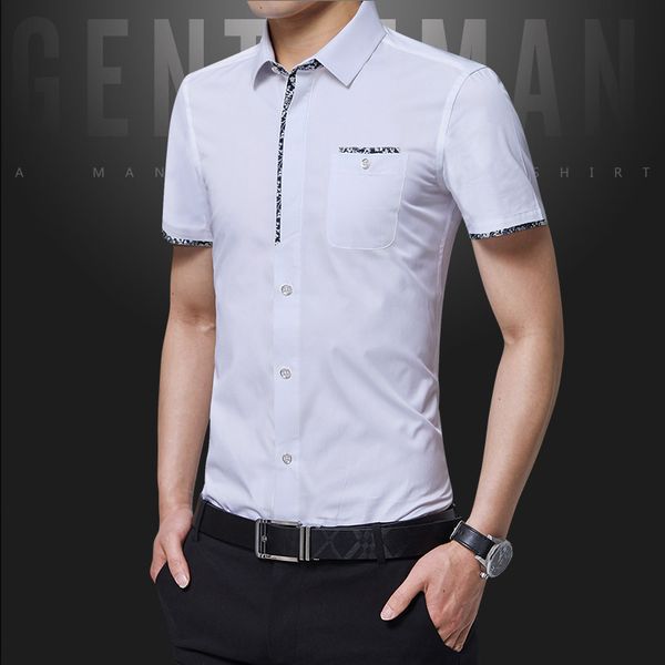 2020 men's short-sleeved colored cloth stitching shirt youth summer fashion casual slim-fit short-sleeved shirt, White;black
2020 men's short-sleeved colored cloth stitching shirt youth summer fashion casual slim-fit short-sleeved shirt, White;black