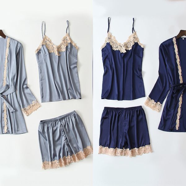 pajamas women's season 2020 four-piece suit belt chest four-piece set of 4 pajama set of 4 pad ice silk suit home clothes, Blue;red
pajamas women's season 2020 four-piece suit belt chest four-piece set of 4 pajama set of 4 pad ice silk suit home clothes, Blue;red