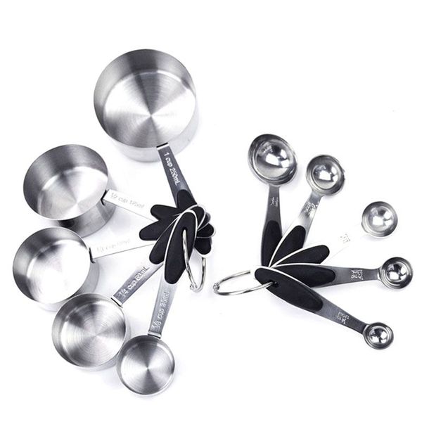 10pcs/set stainless steel measuring cups measuring spoon scoop silicone black handle kitchen tool
10pcs/set stainless steel measuring cups measuring spoon scoop silicone black handle kitchen tool
