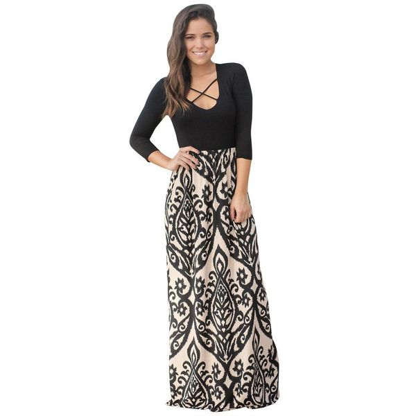 formal dress elegant printed cross low collar three-quarter-length sleeve high-waisted dress, Black;gray
formal dress elegant printed cross low collar three-quarter-length sleeve high-waisted dress, Black;gray