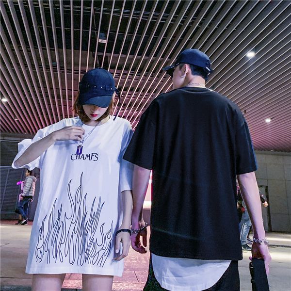 guochao ins yuansuo style retro dark flame print loose and versatile round neck short sleeve t-shirt for men and women, White;black
guochao ins yuansuo style retro dark flame print loose and versatile round neck short sleeve t-shirt for men and women, White;black