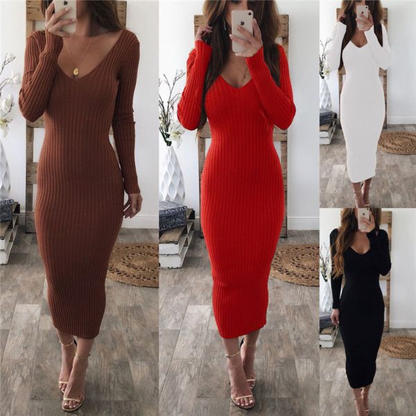 knitted bodycon maxi dress autumn v neck long sleeve dress women elegant winter slim fashion thin long dresses vestido, White;black
knitted bodycon maxi dress autumn v neck long sleeve dress women elegant winter slim fashion thin long dresses vestido, White;black