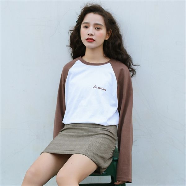 2020 stitching long sleeve women's letter embroidery loose round collar t-shirt t-shirt pullover embroidered pullover women's wear, White
2020 stitching long sleeve women's letter embroidery loose round collar t-shirt t-shirt pullover embroidered pullover women's wear, White