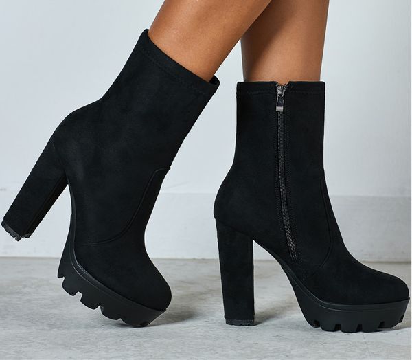 2019 new fashion autumn winter high heels ankle boots women thick heel platform boots ladies worker size 41 42, Black
2019 new fashion autumn winter high heels ankle boots women thick heel platform boots ladies worker size 41 42, Black