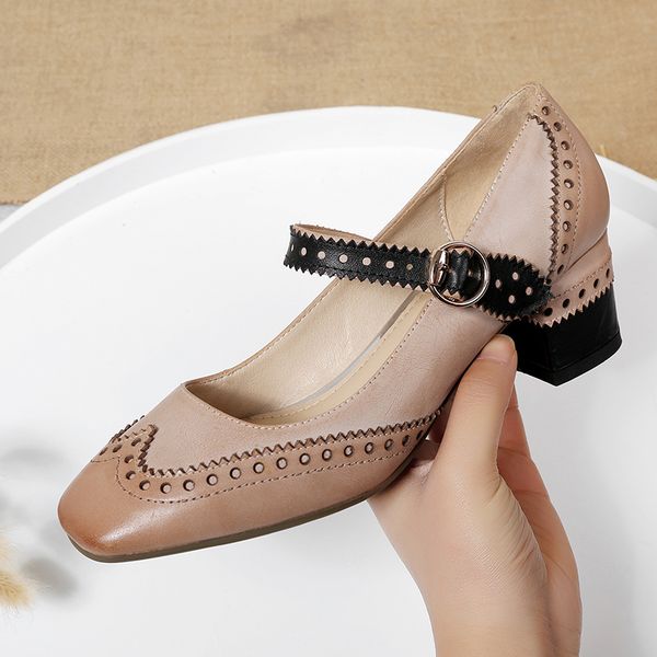 brand genuine leather women heels high heel shoes square heels square toe ladies office formal buckle shoes girls, Black
brand genuine leather women heels high heel shoes square heels square toe ladies office formal buckle shoes girls, Black