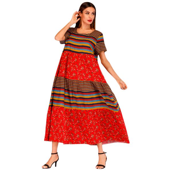 women vintage sundresses retro striped print o-neck short sleeve print patchwork party dress prom swing dress clothes 2019, Black;gray
women vintage sundresses retro striped print o-neck short sleeve print patchwork party dress prom swing dress clothes 2019, Black;gray