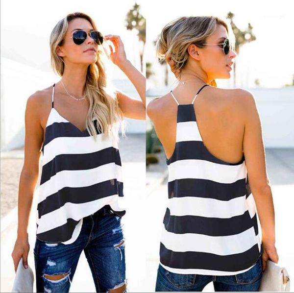 womens designer camis tees tank women summer fashion v neck backless striped camisole tanks, White
womens designer camis tees tank women summer fashion v neck backless striped camisole tanks, White