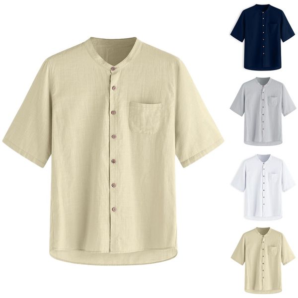 men's baggy solid cotton linen short sleeve button pocket shirts blouse -3xl camisas hombre manga larga #30, White;black
men's baggy solid cotton linen short sleeve button pocket shirts blouse -3xl camisas hombre manga larga #30, White;black